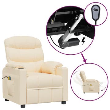 vidaXL Massagestoel elektrisch stof crèmekleurig, Verzenden, Nieuw