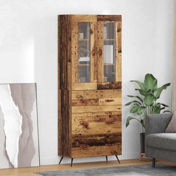 vidaXL Hoge opbergkast met plank 2 st Oudhout 69,5 x 34 x, Minder dan 50 cm, Verzenden, Nieuw, Minder dan 100 cm