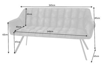 Eetkamerbank PAPILLON 165cm grijs fluweel met rugleuning, Ophalen of Verzenden, Nieuw