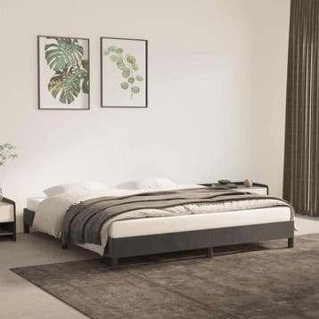 vidaXL Bedframe zonder matras 160x200 cm fluweel donkergrijs, Verzenden, 200 cm, 160 cm, Nieuw