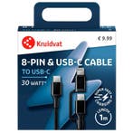 Kruidvat Dual 30W USB-C-naar-8-pin Kabel, Telecommunicatie, Mobiele telefoons | Toebehoren en Onderdelen, Verzenden, Nieuw
