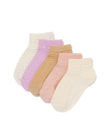 HEMA Kinder enkelsokken zigzag - 5 paar oudroze, Verzenden, Nieuw