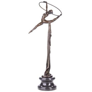Figuur - Bronzefigur Turnerin mit Ring und Tuch 58CM -, Antiek en Kunst
