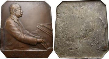 Einseitige 8-eckige Bronzeplakette 1910 Musik Gruenfeld,..., Verzenden