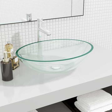 vidaXL Wasbak 50x37x14 cm glas transparant, Verzenden, Nieuw