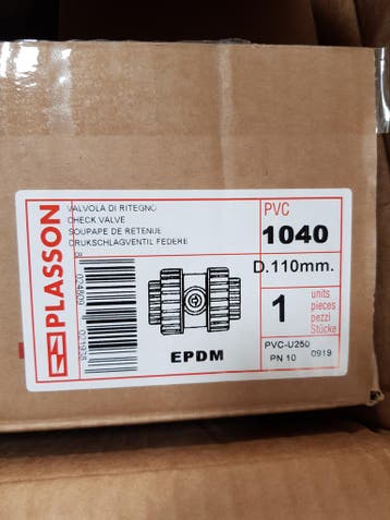 Plasson PVC Terugslagklep 110mm EPDM Afdichting, Nieuw, Ophalen of Verzenden, Nieuw