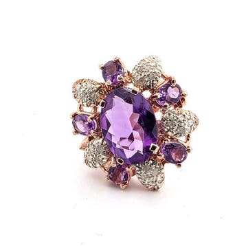 Zonder minimumprijs - Ring - 9 kt. Roségoud, Zilver Spinel -, Nieuw