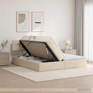 vidaXL Opslag bed met hoofdeinde 2 st Crèmekleurig Nep Leer, Verzenden, Nieuw, Crème
