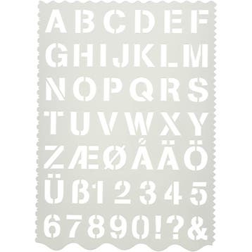 Sjabloon, letters en cijfers, H: 25 mm, vel 21x29 cm, 1 stuk, Nieuw