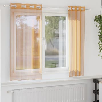 vidaXL Gordijnen Voile met doorvoertules 2 st 140x175 cm, Verzenden, Nieuw, Oranje