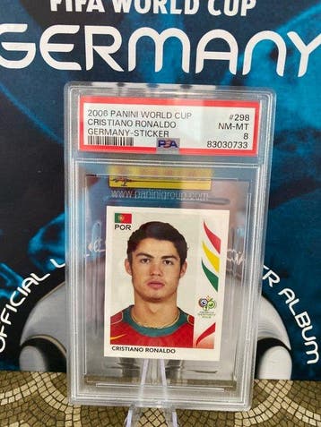 2006 Panini World Cup Stickers Cristiano Ronaldo 298 Graded, Nieuw