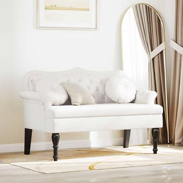 vidaXL Chesterfield Bank Wit 120,5 x 65 x 75 cm Nep Leer, Verzenden, Nieuw, Leer, Minder dan 150 cm