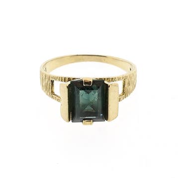 8 karaat ring met groene toermalijn, Gebruikt, Ophalen of Verzenden, 17 tot 18, Met edelsteen