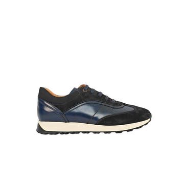 TESTONI Blue Sneaker Plain Calf + Suede + Fabric 8 UK - 42, Nieuw