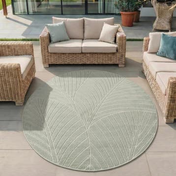 Rond Buitenkleed | Nova | Palmbladeren | Groen | 200x200 cm, Verzenden, Nieuw