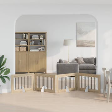 vidaXL Opvouwbaar hondenhek met standaards 4 st Sonoma Eiken, Verzenden, Nieuw