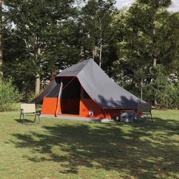 vidaXL Tipi Tent 10-persoons Grijs en Oranje taft, Verzenden, Nieuw, Tot en met 2