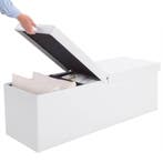 Opvouwbare Zitbank met opbergruimte en deksel - 115cm - Wit, Verzenden