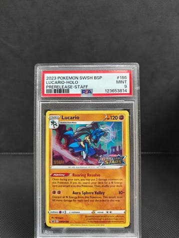 Pokémon - 1 Graded card - Lucario 186 Staff stamped - PSA 9, Nieuw