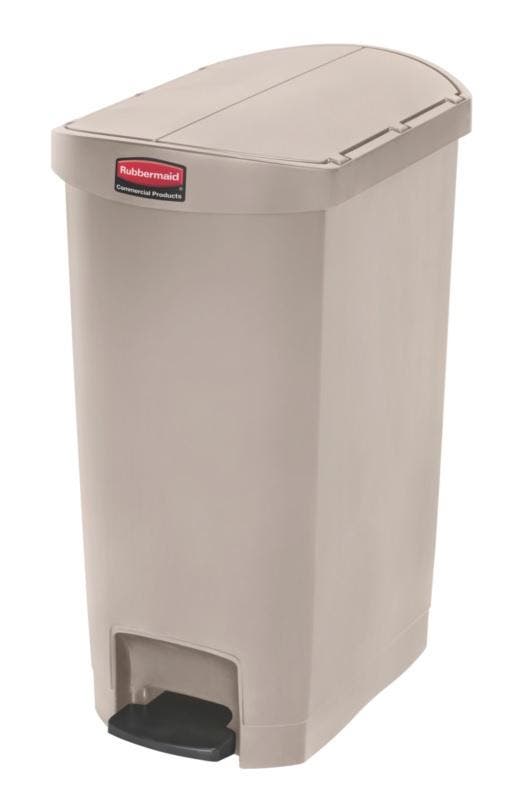 Afvalbak Slim Jim Step on End step kunststof 50ltr Beige, Huis en Inrichting, Woonaccessoires | Prullenbakken, Verzenden