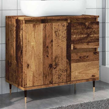vidaXL Badkamerkast 65x33x60 cm bewerkt hout oud houtkleurig, Verzenden, Nieuw