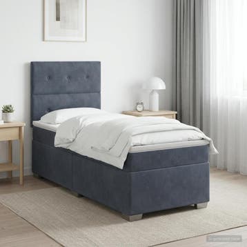 vidaXL Boxspringbed met matras Donkergrijs Enkel Fluweel, Verzenden, Nieuw, Stof