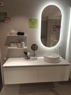 Design badmeubel 140 cm mat wit met waskom, spiegel 0029, Huis en Inrichting, Ophalen, Nieuw, 100 tot 150 cm, Wastafelkast