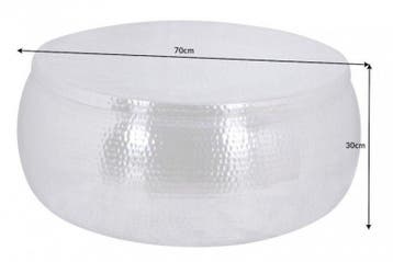 Ronde salontafel ORIENT STORAGE 70cm zilver metaal met, Ophalen of Verzenden, Nieuw