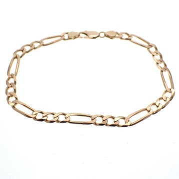 Gouden Figaro schakel armband (Schakelarmband), Ophalen of Verzenden, Gebruikt, Goud, Goud