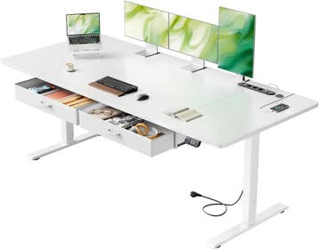 Zit sta bureau - Elektrisch - Verstelbaar - 180x80 cm - Wit, Huis en Inrichting, Verzenden, Zo goed als nieuw