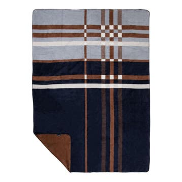 Plaid Grote ruit blauw bruin xl 150x200cm, Huis en Inrichting, Verzenden, Nieuw
