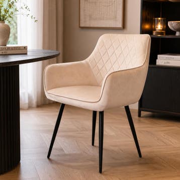 Eetkamerstoel met armleuning | Velvet | Champagne | DS4U, Ophalen of Verzenden, Nieuw