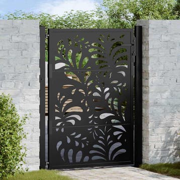 vidaXL Poort met golfontwerp 100x125 cm staal zwart, Verzenden, Nieuw