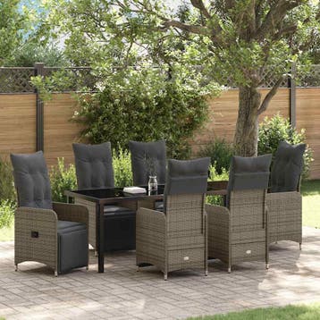 vidaXL Tuin eettafelset 7 st Beige poly rattan, Verzenden, Nieuw, 7 zitplaatsen