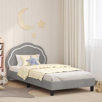 vidaXL Bedframe voor kinderen met hoofdbord Lichtgrijs 80 x, Verzenden, Nieuw, Eenpersoons, Stof