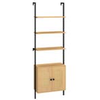 LIVSK Ladder Boekenplank met Rieten Deuren - 3 Open Planken, Verzenden, Nieuw