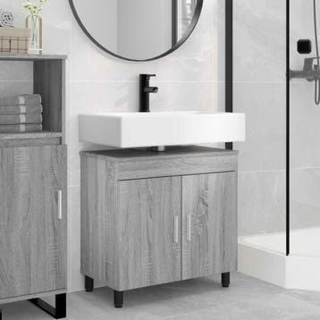 vidaXL Badkamer Waskom Grijs Sonoma 60 x 35 x 60 cm Bewerkt, Verzenden, Nieuw