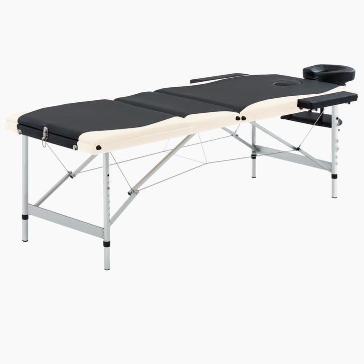 vidaXL Massagetafel inklapbaar 3 zones aluminium zwart en, Sport en Fitness, Massageproducten, Nieuw, Verzenden