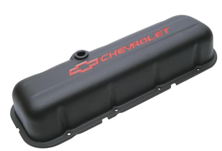 Valve Covers, Tall, Steel, Black Wrinkle, Red Chevrolet, Auto-onderdelen, Motor en Toebehoren, Nieuw, Ophalen of Verzenden