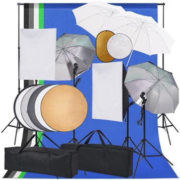 vidaXL Fotostudioset met softboxlampen paraplus achtergrond, Audio, Tv en Foto, Fotografie | Fotostudio en Toebehoren, Verzenden