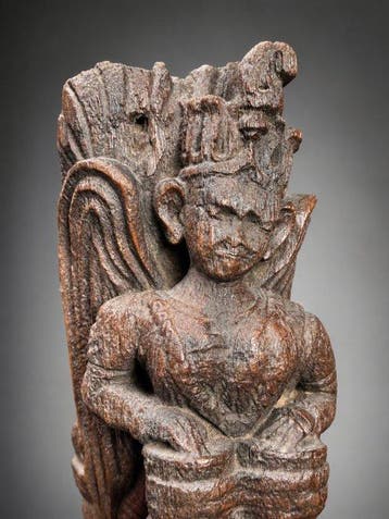 sculptuur, Musicien céleste - 17th c. - 39.5 cm - Hout
