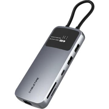 Cabletime – 8K - 10 in 1 Multi USB-C Hub adapter - HDMI - DP, Laptop, Nieuw, Ophalen of Verzenden, Cabletime