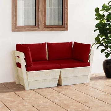 vidaXL Tuinbank 2-zits met kussens pallet vurenhout, Verzenden, Nieuw, Hout