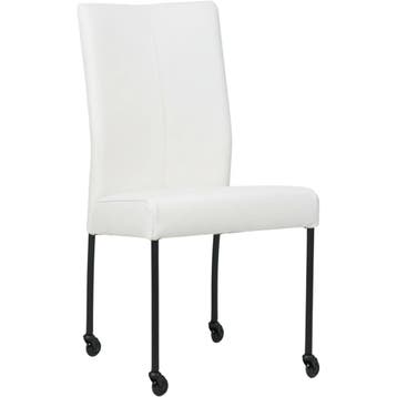 Leren eetkamerstoel Comfort met wieltjes - Toledo Bianco, Huis en Inrichting, Stoelen, Wit, Nieuw, Leer, Ophalen of Verzenden
