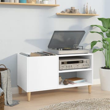 vidaXL Platenkast 84,5x38x48 cm bewerkt hout wit, Verzenden, Nieuw