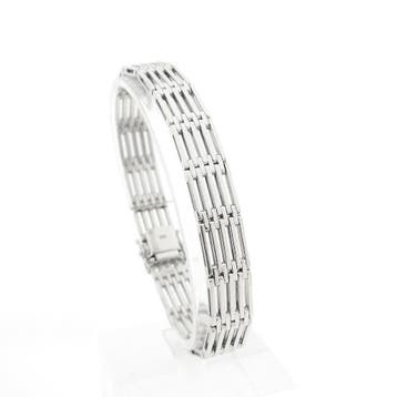 Witgouden tankschakel armband (Schakelarmband), Ophalen of Verzenden, Gebruikt, Goud, Goud