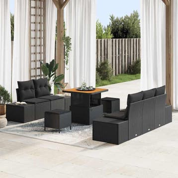 vidaXL Tuinbankenset 8 st Zwart poly rattan, Verzenden, Nieuw, Rotan, 8 zitplaatsen