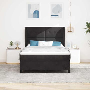 vidaXL Boxspringbed met hoofdeinde Zwart 200 x 140 cm, Verzenden, Zwart, Stof, Nieuw