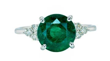 Zonder minimumprijs - Ring - 14 karaat Witgoud, Deep Green, Nieuw