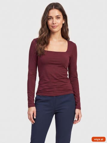 H&M Longsleeves Dames maat XS Burgundy Vintage, Kleding | Dames, T-shirts, Ophalen of Verzenden, Nieuw